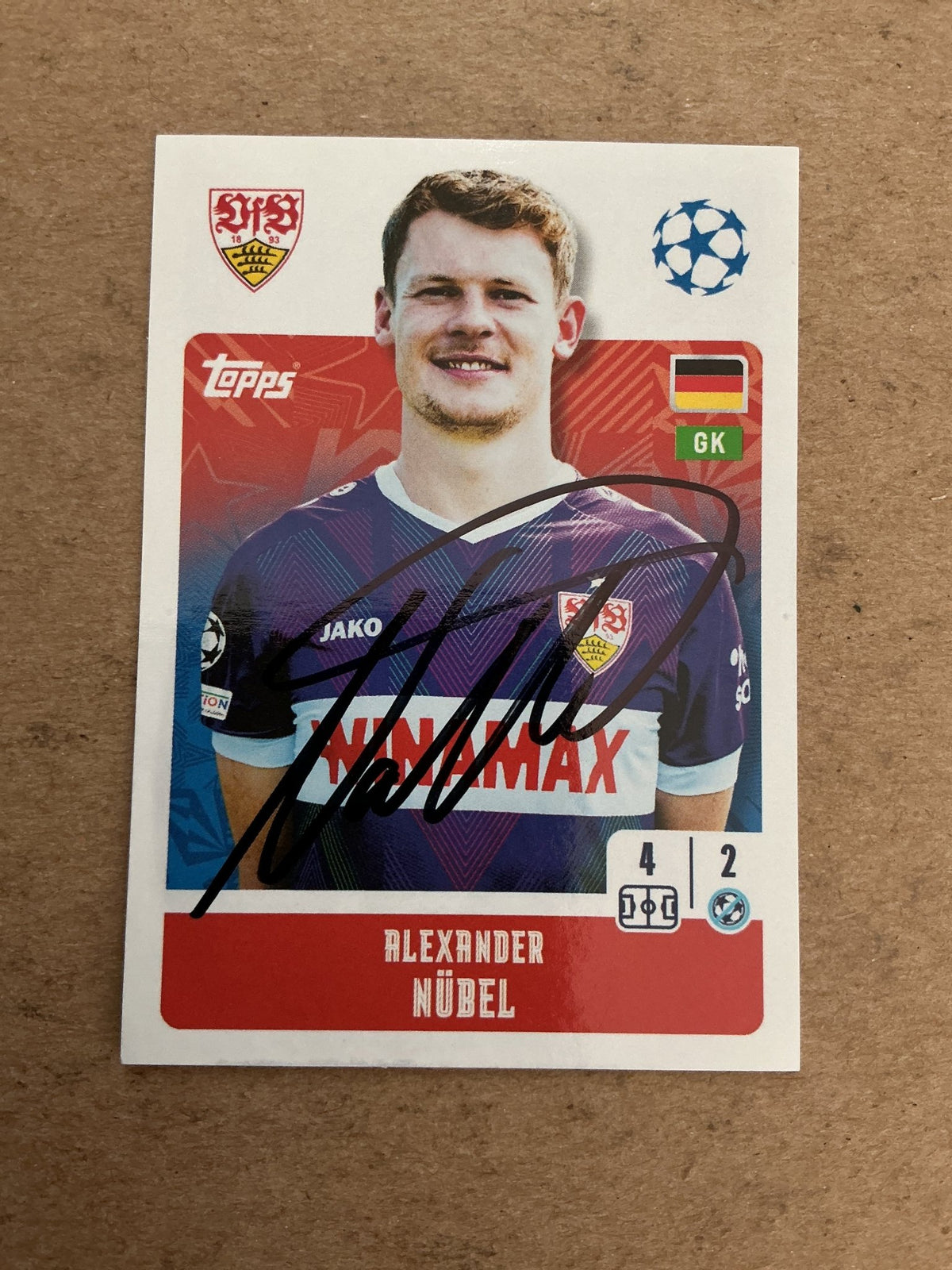 Alexander Nübel, Germany 🇩🇪 VfB Stuttgart 2024/25 Topps hand signed - Autographs-World