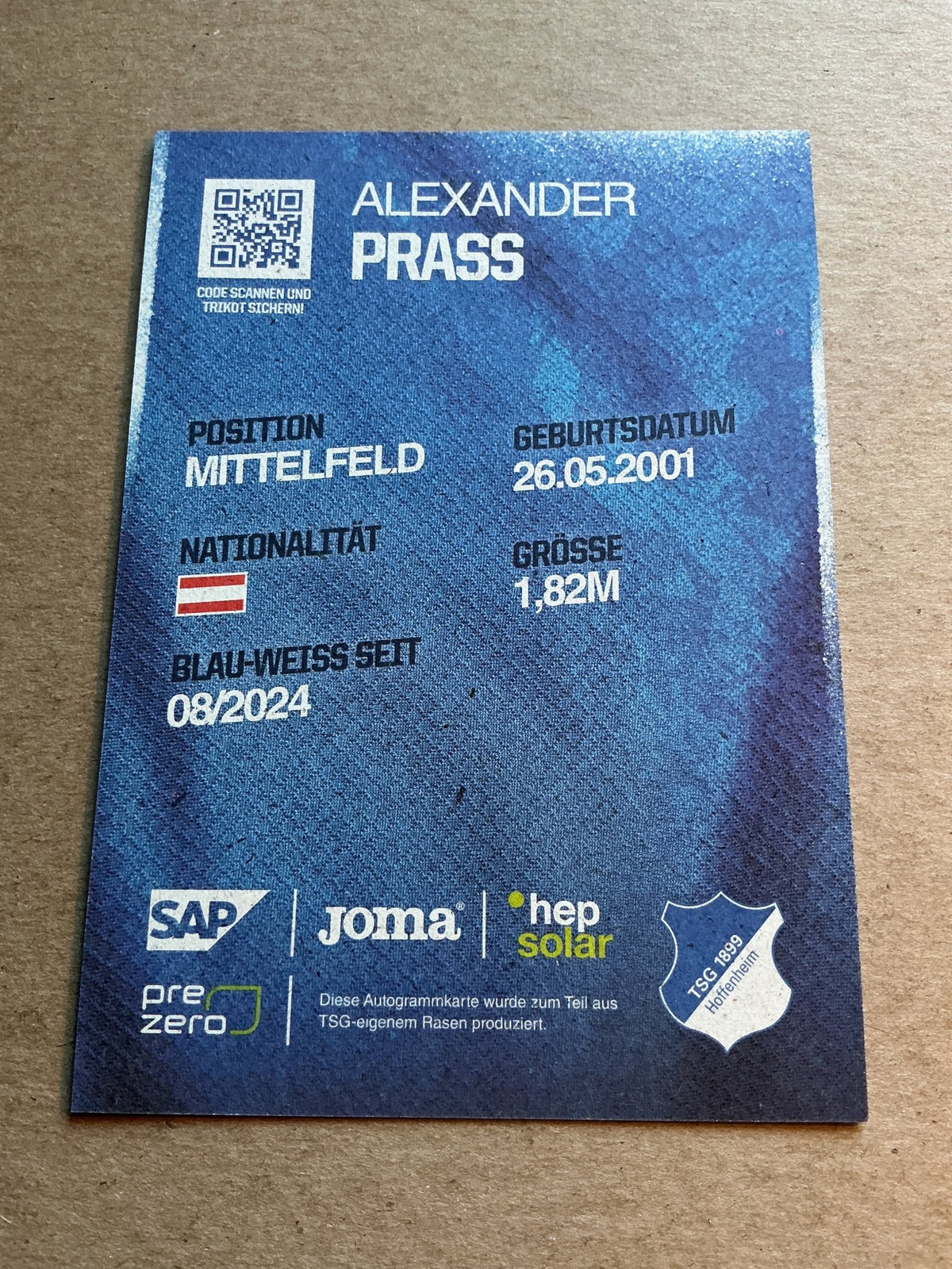Alexander Prass, Austria 🇦🇹 TSG 1899 Hoffenheim 2024/25 hand signed - Autographs-World