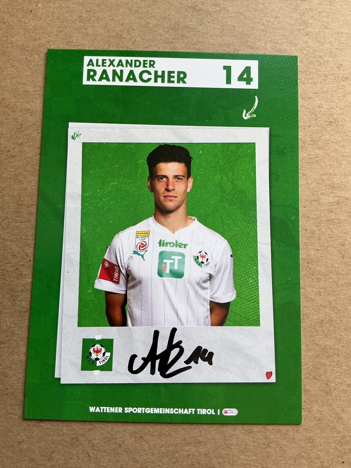Alexander Ranacher, Austria 🇦🇹 WSG Tirol 2023/24 hand signed - Autographs-World