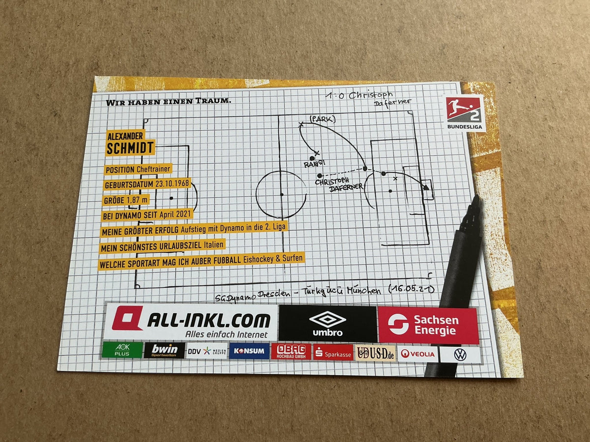 Alexander Schmidt, Germany 🇩🇪 Dynamo Dresden 2021/22 hand signed - Autographs-World
