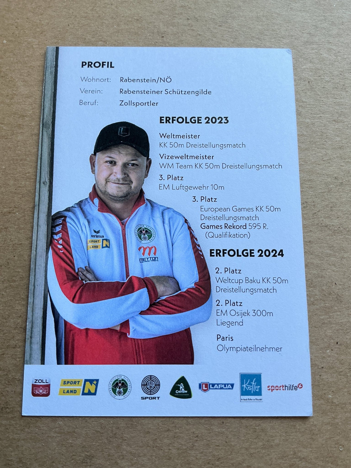 Alexander Schmirl, Austria 🇦🇹 Shooting Summer Olympics 2024 hand signed - Autographs-World