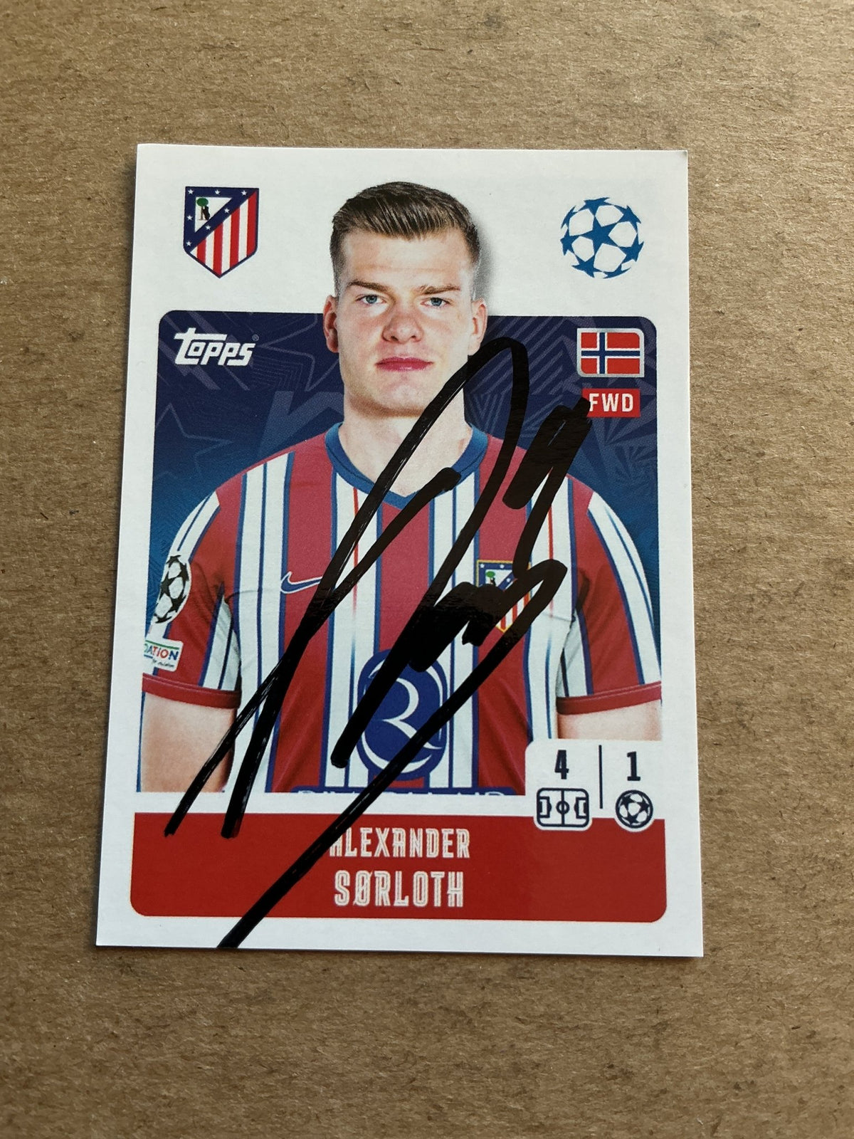 Alexander Sørloth, Norway 🇳🇴 Atletico Madrid 2024/25 Topps hand signed - Autographs-World