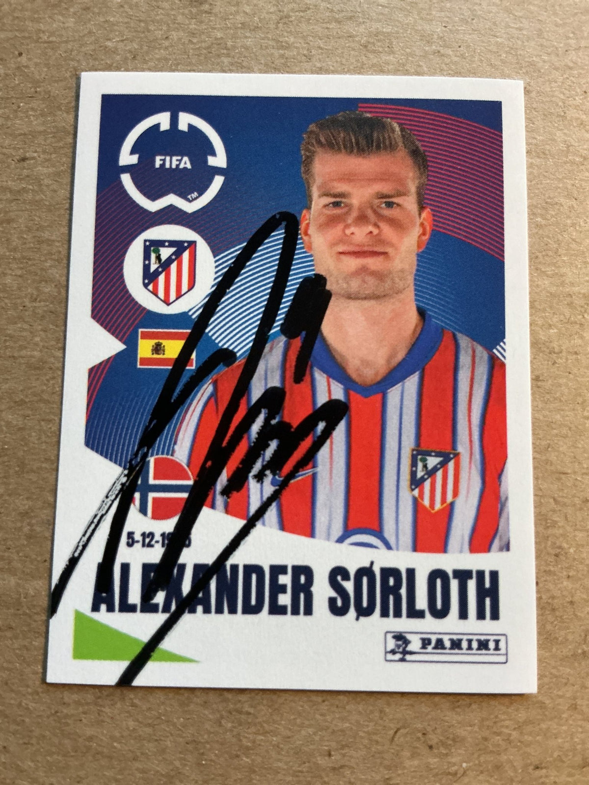 Alexander Sørloth, Norway 🇳🇴 Atletico Madrid Club World Cup 2025 Panini hand signed - Autographs-World