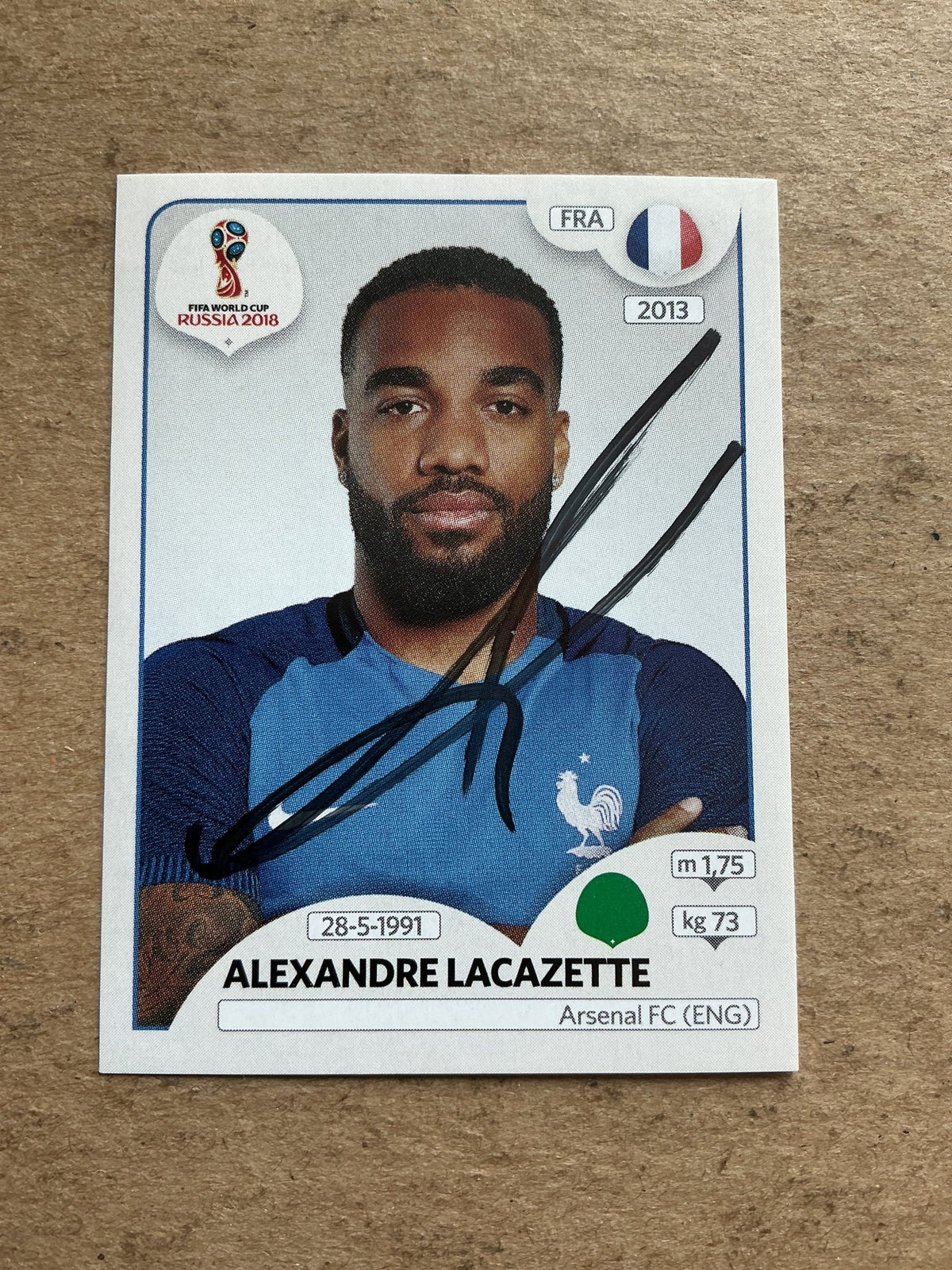 Alexandre Lacazette, France 🇫🇷 FIFA World Cup 2018 Panini hand signed - Autographs-World