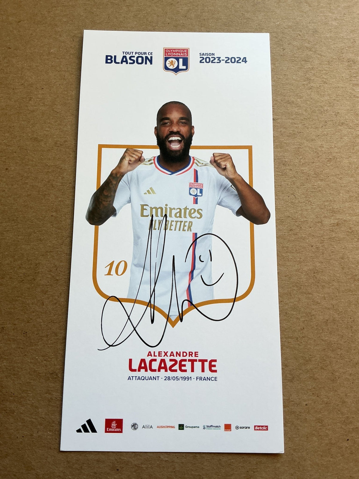 Alexandre Lacazette, France 🇫🇷 Olympique Lyon 2023/24 hand signed - Autographs-World