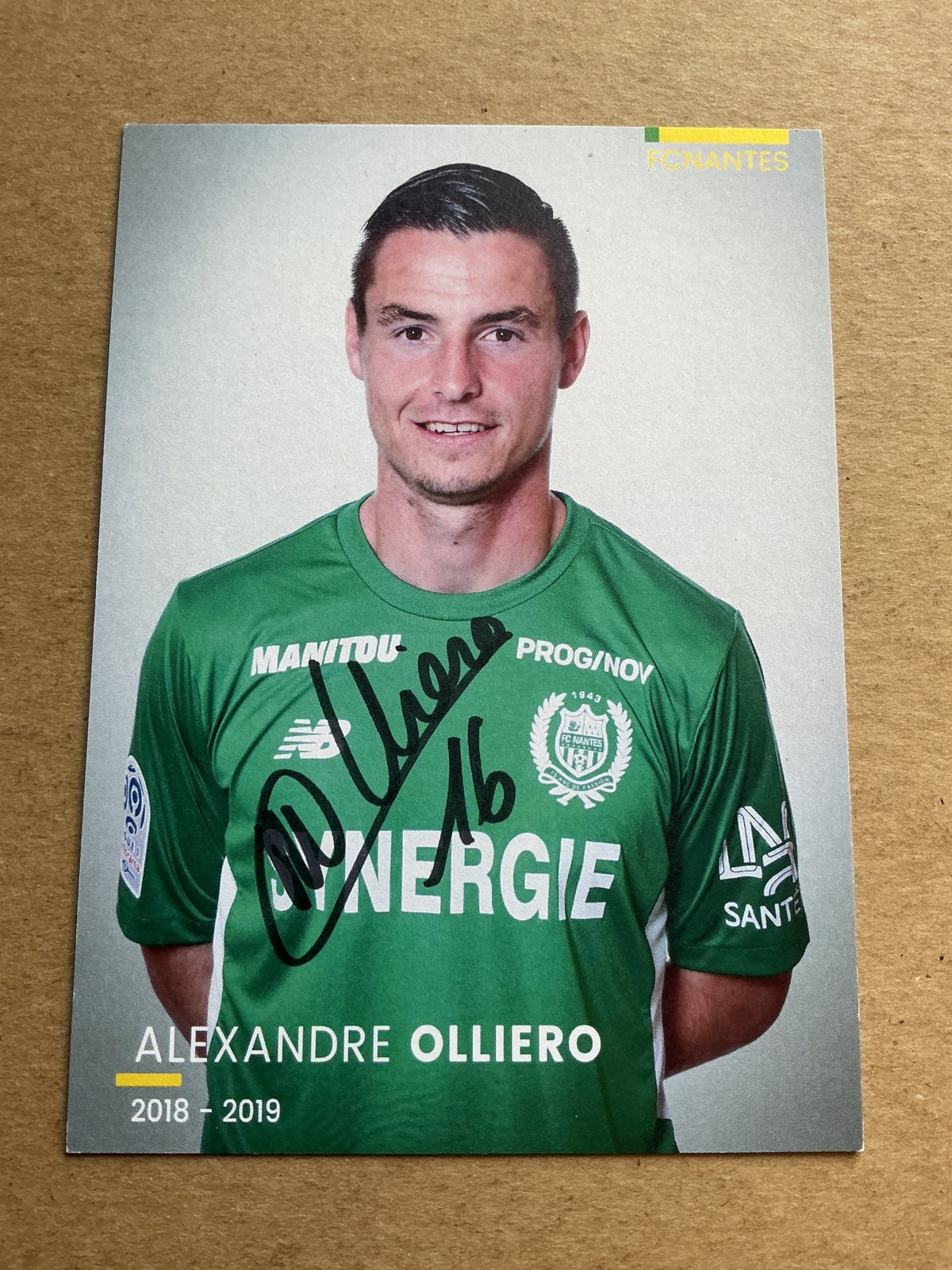 Alexandre Olliero, France 🇫🇷 FC Nantes 2018/19 hand signed - Autographs-World