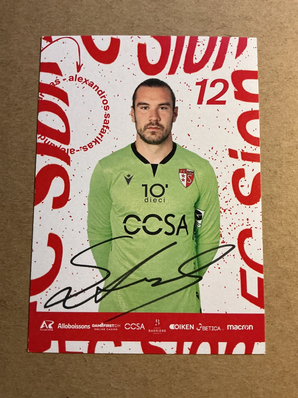 Alexandros Safarikas, Greece 🇬🇷 FC Sion 2023/24 hand signed - Autographs-World