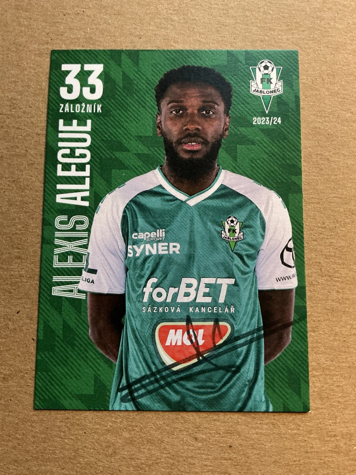 Alexis Alegue, Cameroon 🇨🇲 FK Jablonec 2023/24 hand signed - Autographs-World