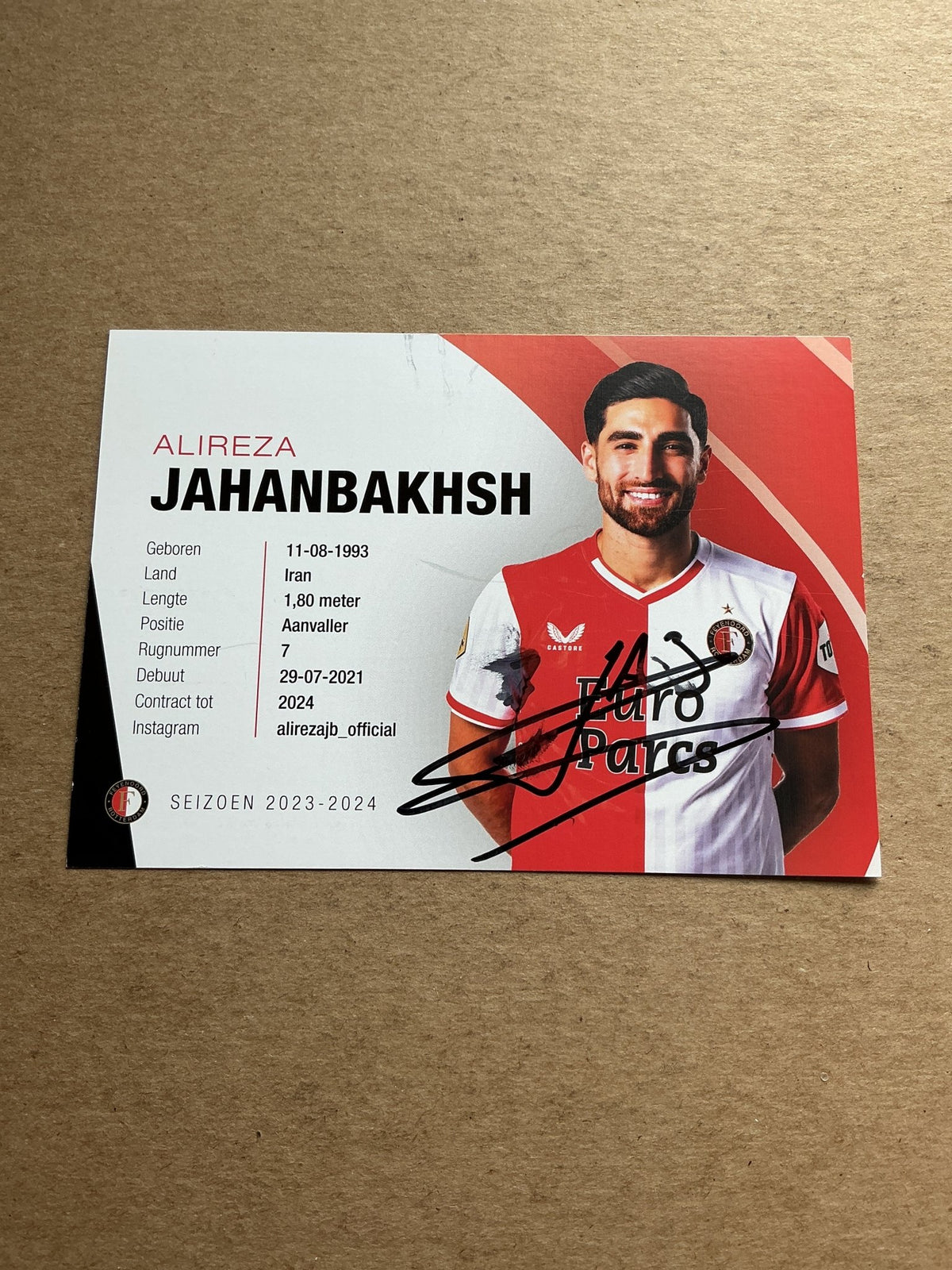 Ali Jahanbakhsh, Iran 🇮🇷 Feyenoord Rotterdam 2023/24 hand signed - Autographs-World