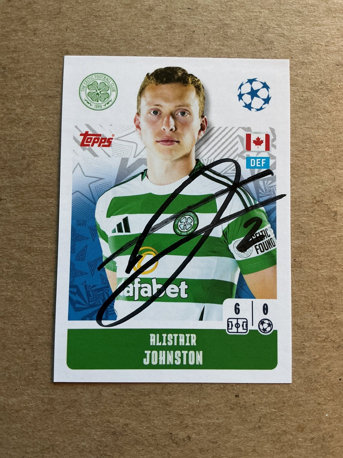 Alistair Johnson, Canada 🇨🇦 Celtic FC 2024/25 Topps hand signed - Autographs-World