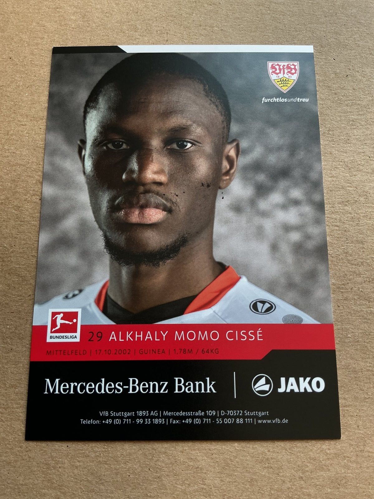 Alkaly Momo Cissé, Guinea 🇬🇳 VfB Stuttgart 2021/22 hand signed - Autographs-World