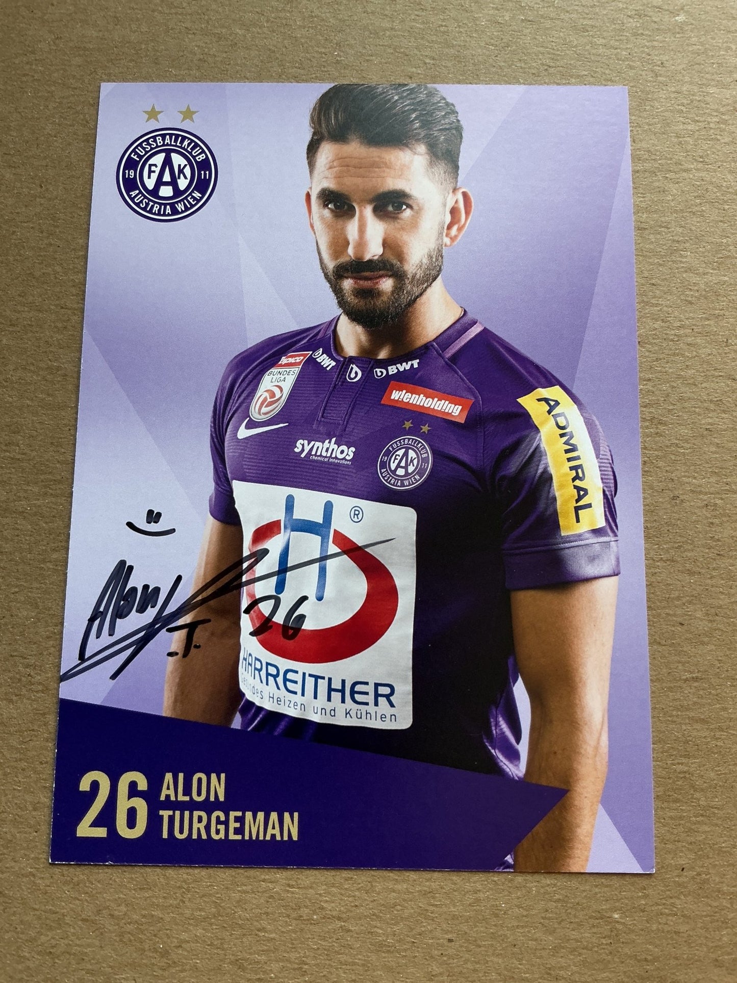 Alon Turgeman, Israel 🇮🇱 Austria Wien 2019/20 hand signed - Autographs-World
