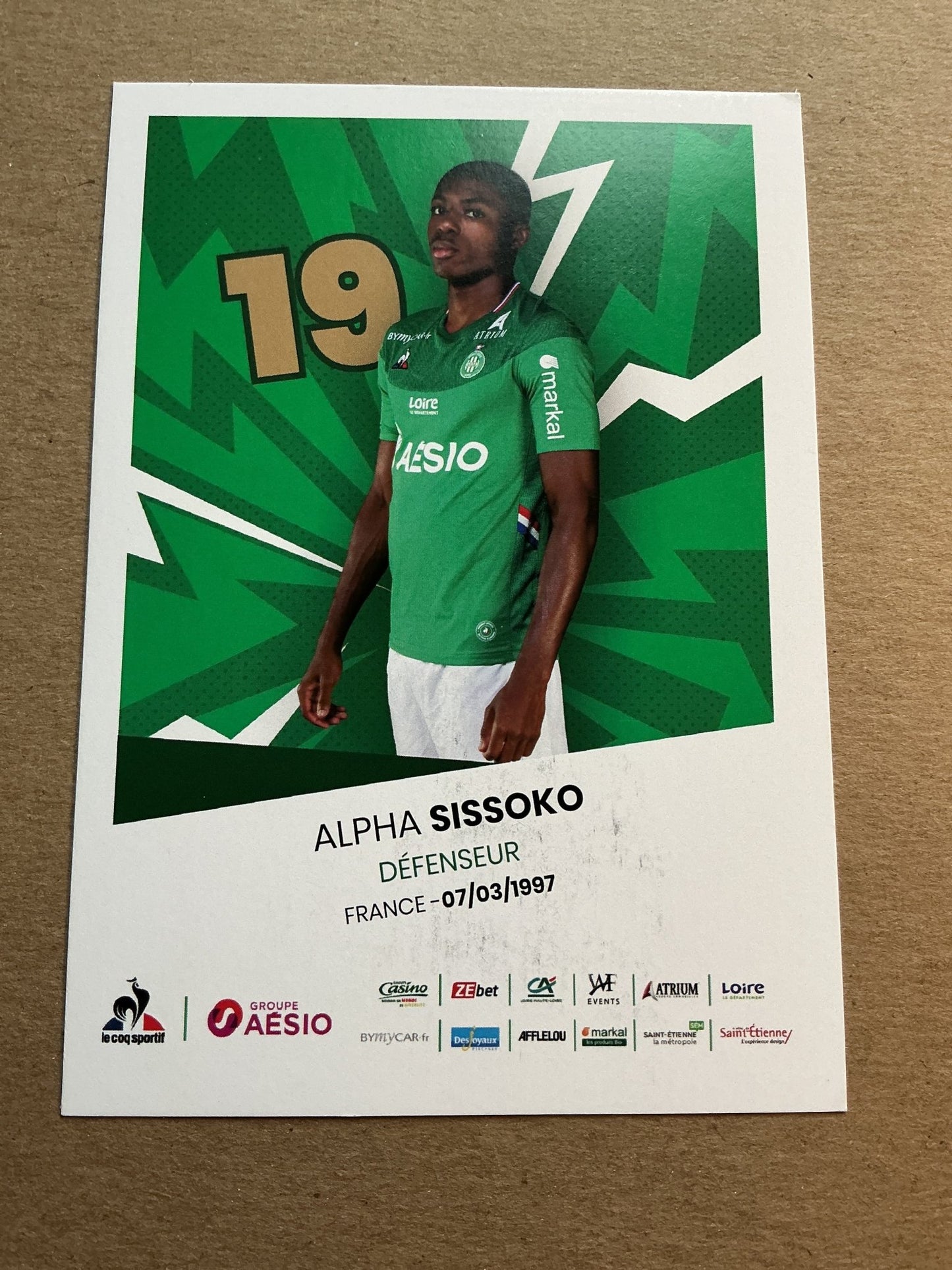 Alpha Sissoko, France 🇫🇷 AS Saint-Étienne 2019/20 hand signed - Autographs-World
