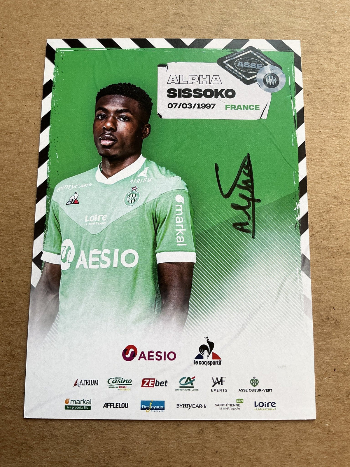 Alpha Sissoko, France 🇫🇷 AS Saint-Étienne 2020/21 hand signed - Autographs-World