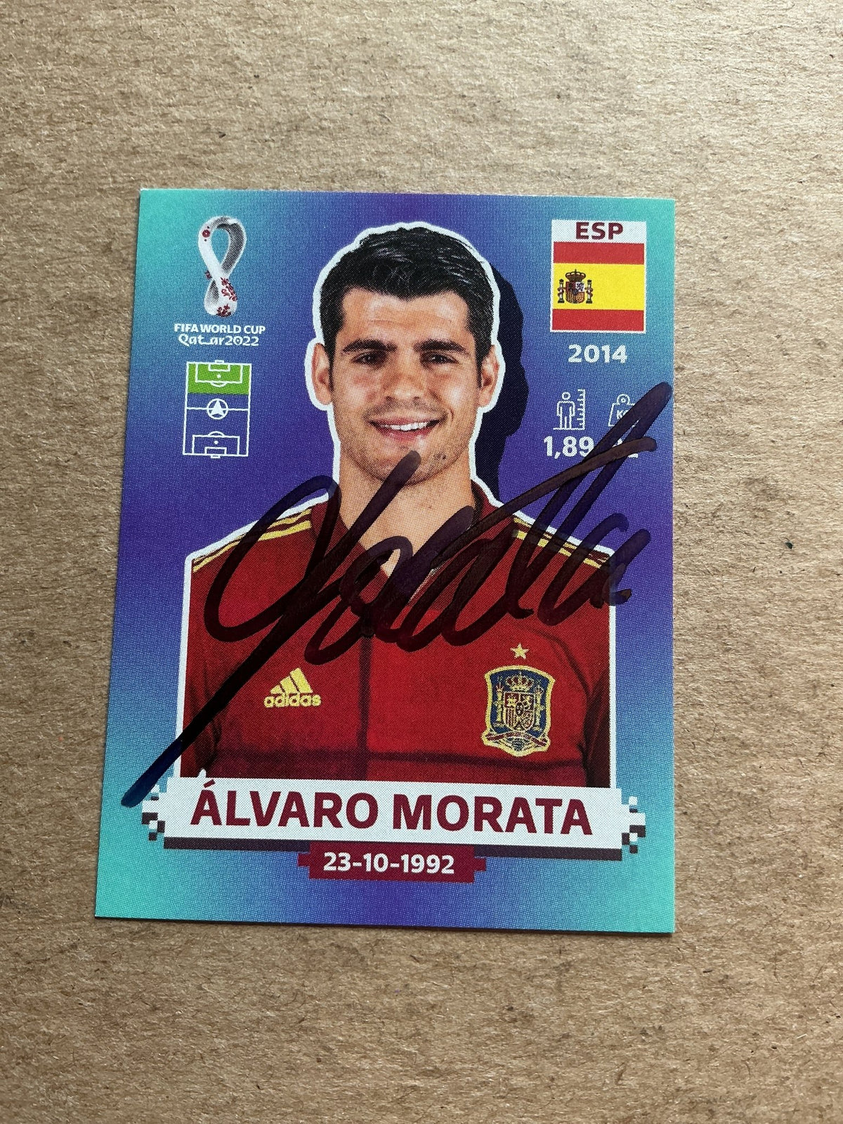 Alvaro Morata, Spain 🇪🇸 FIFA World Cup 2022 Panini hand signed - Autographs-World