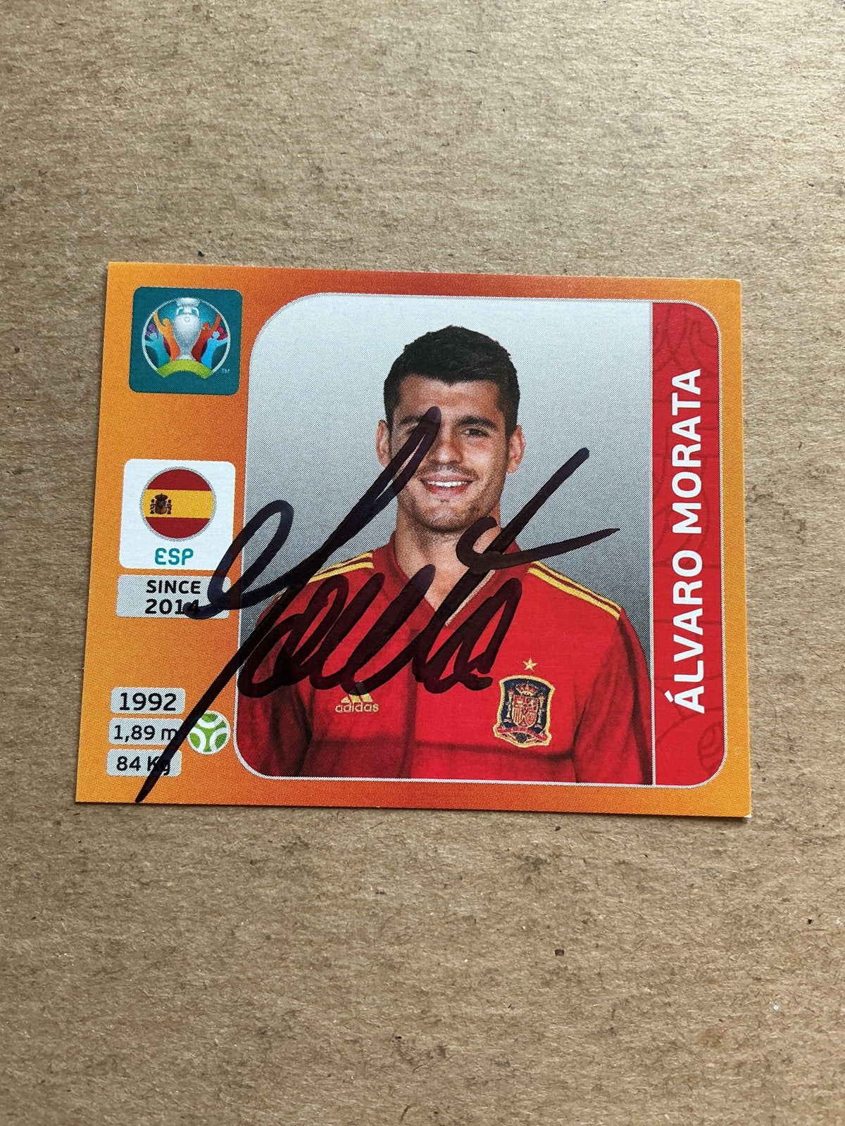 Alvaro Morata, Spain 🇪🇸 UEFA Euro 2020 Panini hand signed - Autographs-World