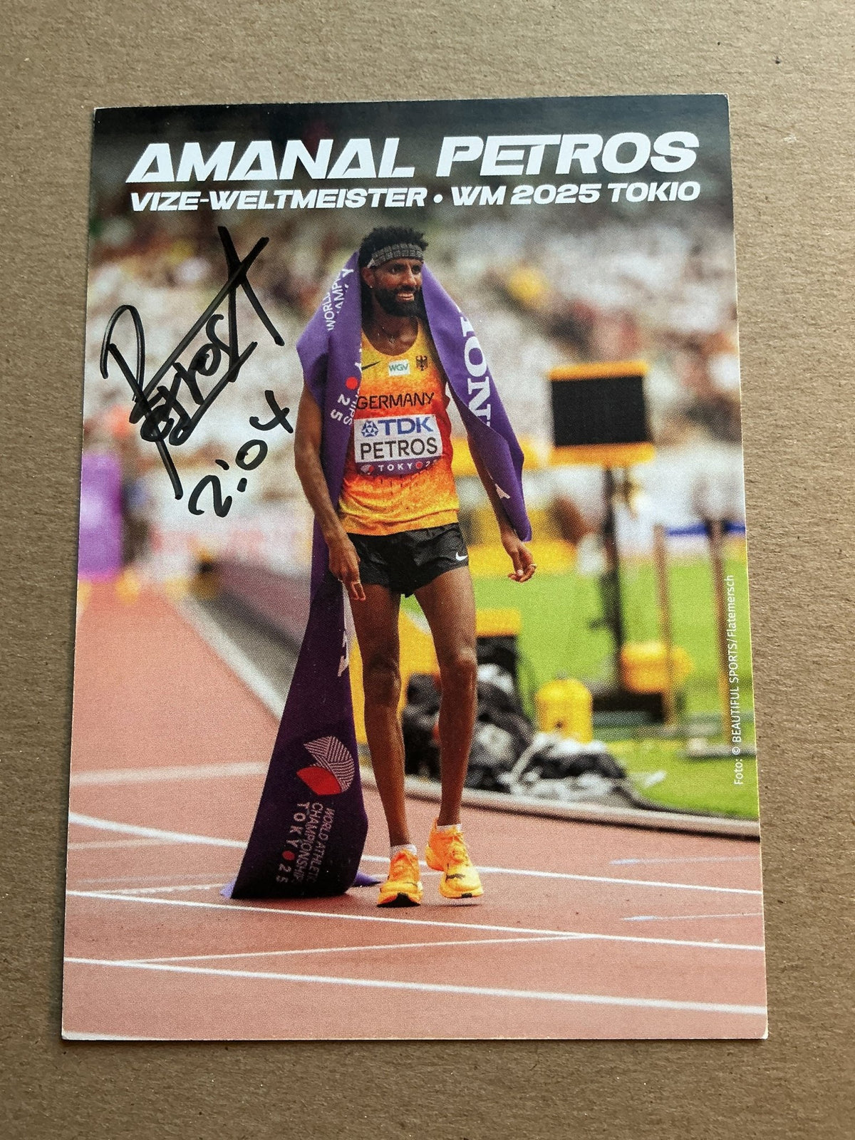 Amanal Petros, Germany 🇩🇪 Athletics Olympics 2024 hand signed - Autographs-World