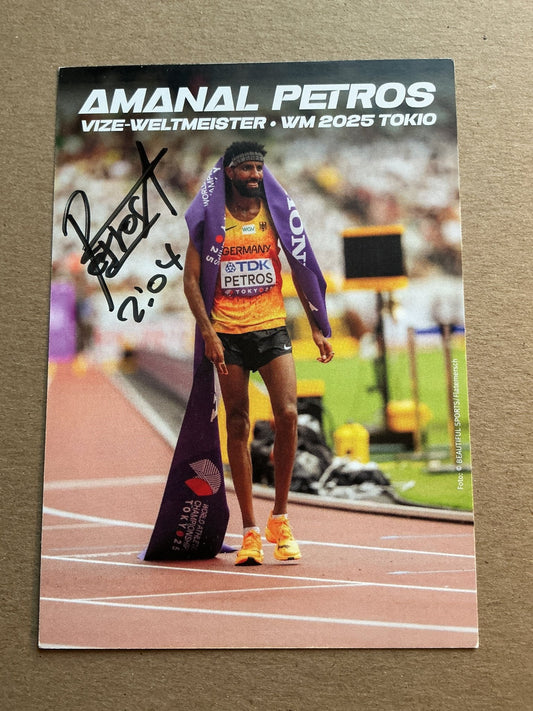 Amanal Petros, Germany 🇩🇪 Athletics Olympics 2024 hand signed - Autographs-World