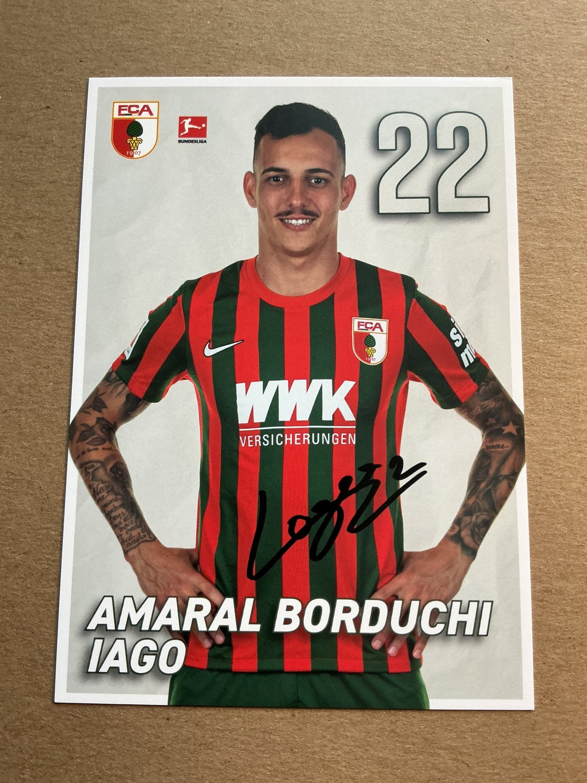 Amaral Borduchi Iago, Brazil 🇧🇷 FC Augsburg 2021/22 hand signed - Autographs-World