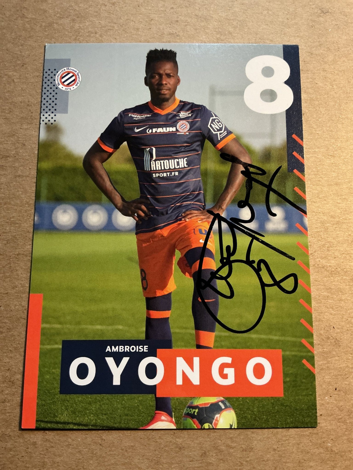 Ambroise Oyongo, Cameroon 🇨🇲 Montpellier HSC 2021/22 hand signed - Autographs-World