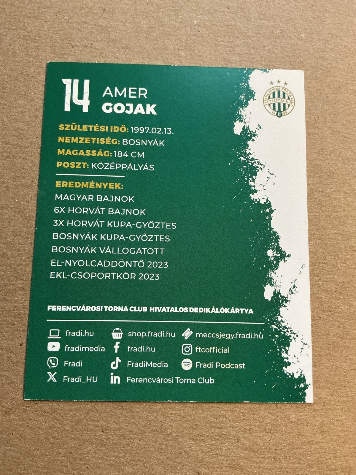 Amer Gojak, Bosnia 🇧🇦 Ferencváros TC 2023/24 hand signed - Autographs-World