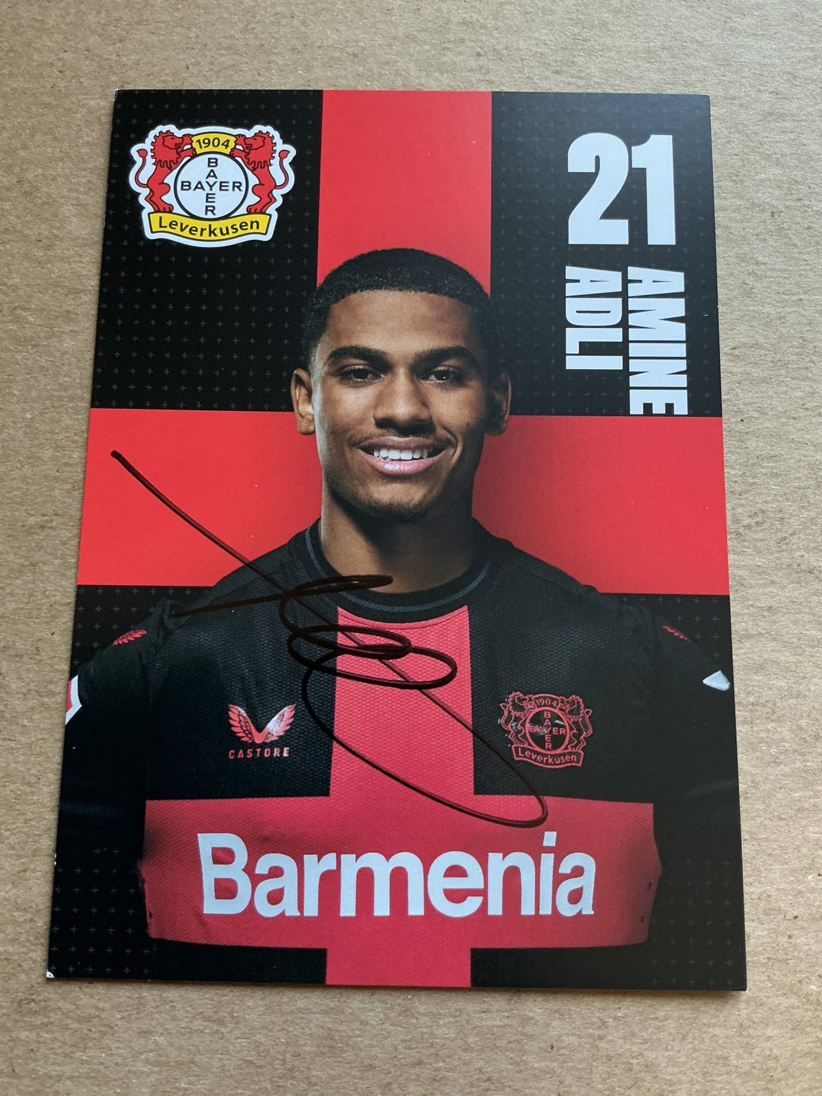 Amine Adli, Morocco 🇲🇦 Bayer 04 Leverkusen 2023/24 hand signed - Autographs-World