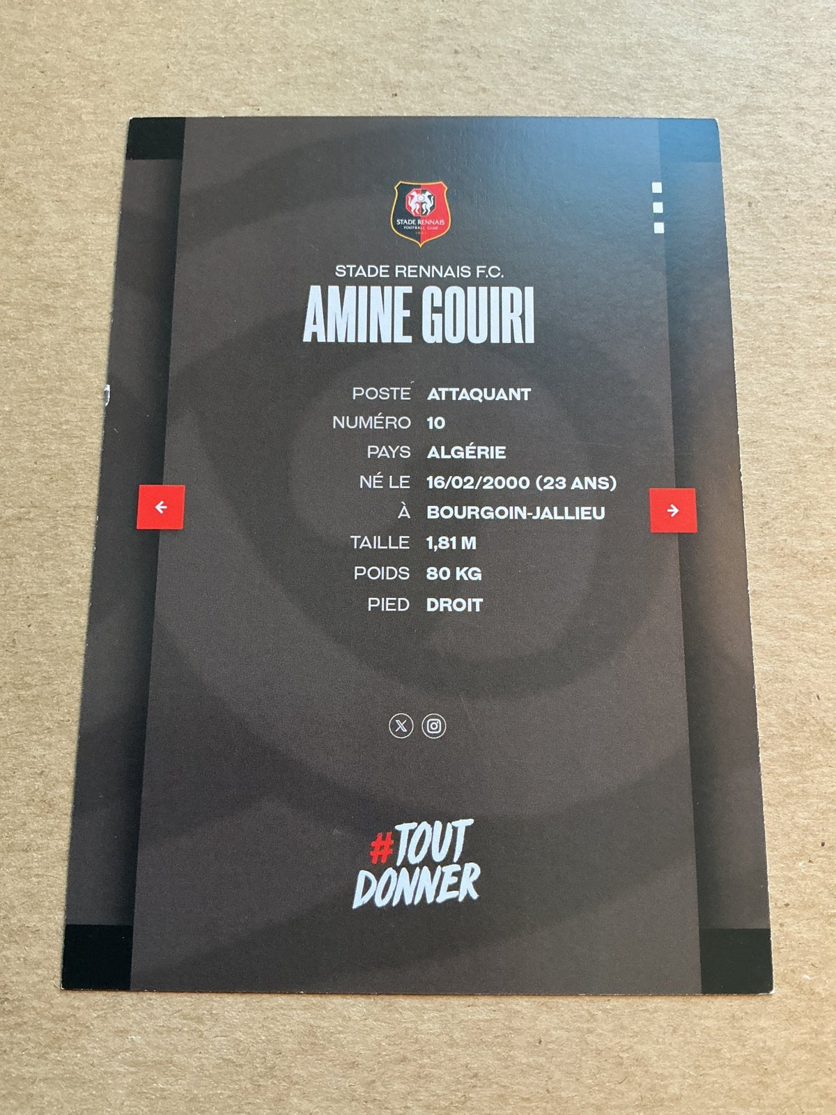Amine Gouiri, Algeria 🇩🇿 Stade Rennes FC 2023/24 hand signed - Autographs-World