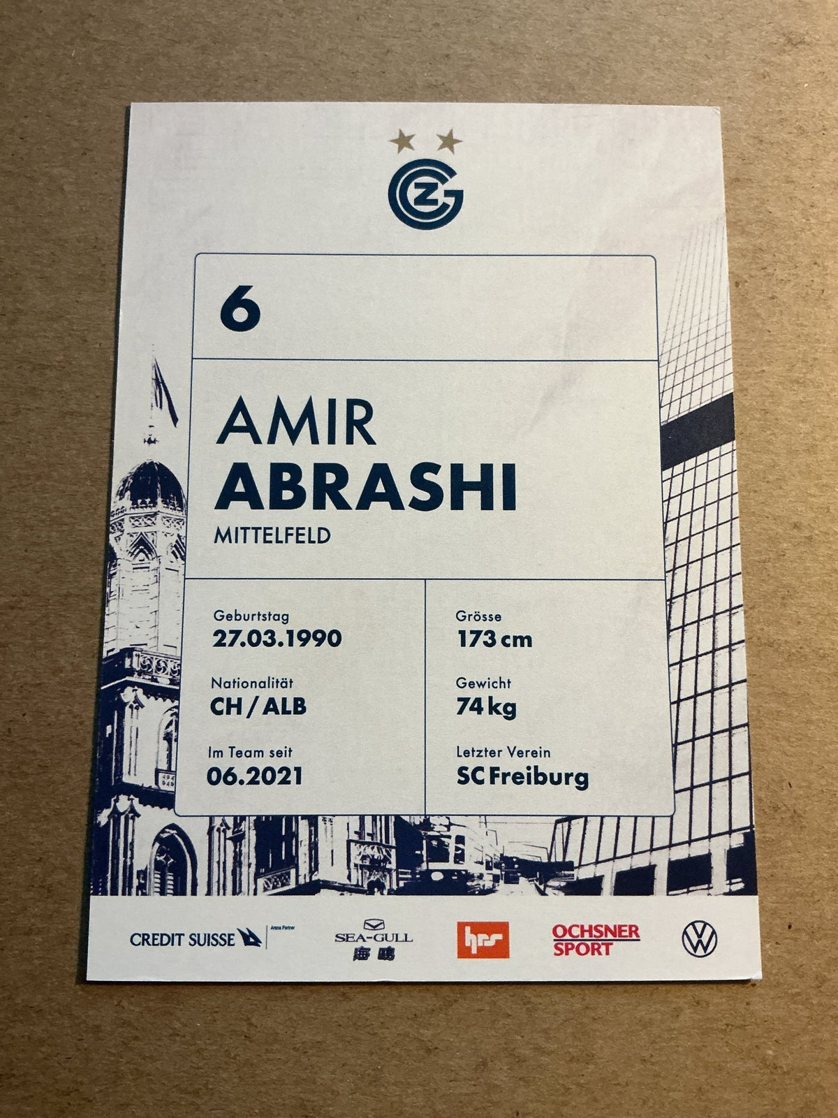 Amir Abrashi, Albania 🇦🇱 Grasshopper Zürich 2022/23 hand signed - Autographs-World