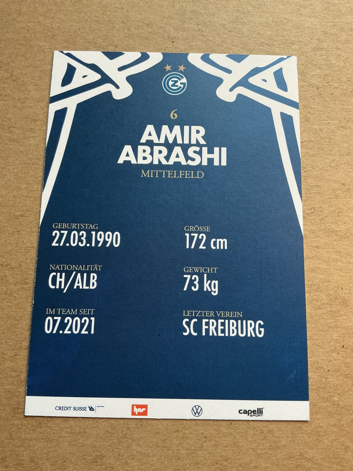Amir Abrashi, Switzerland 🇨🇭 Grasshopper Club Zürich 2023/24 hand signed - Autographs-World