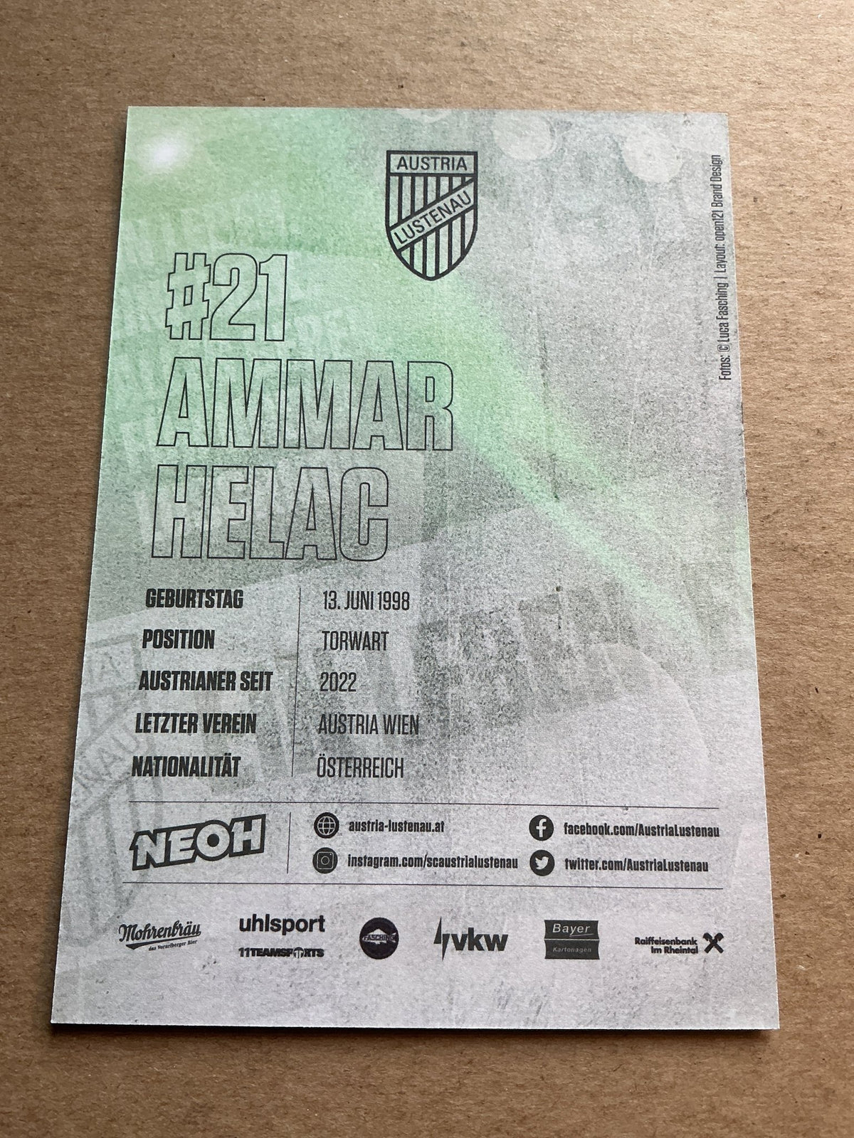 Ammar Helac, Austria 🇦🇹 SC Austria Lustenau 2023/24 hand signed - Autographs-World