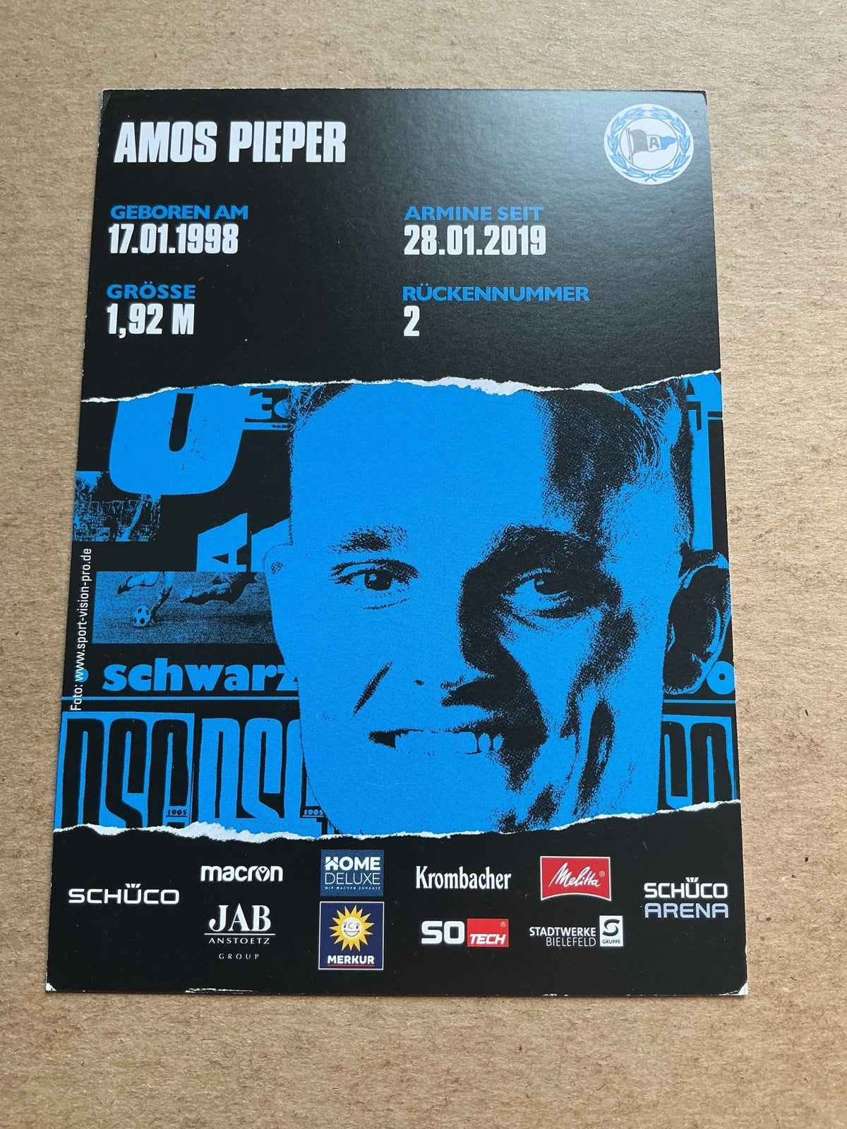 Amos Pieper, Germany 🇩🇪 Arminia Bielefeld 2020/21 hand signed - Autographs-World