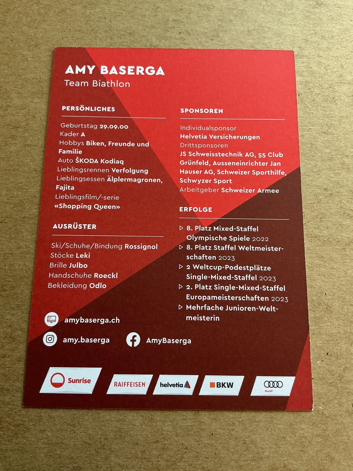 Amy Baserga, Switzerland 🇨🇭 Biathlon Winter 2023/24 hand signed - Autographs-World