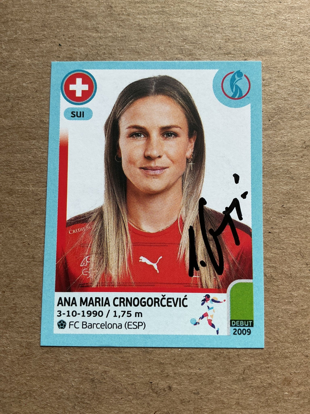 Ana Maria Crnogorcevic, Switzerland 🇨🇭 UEFA Women’s Euro Cup 2022 Panini hand signed - Autographs-World