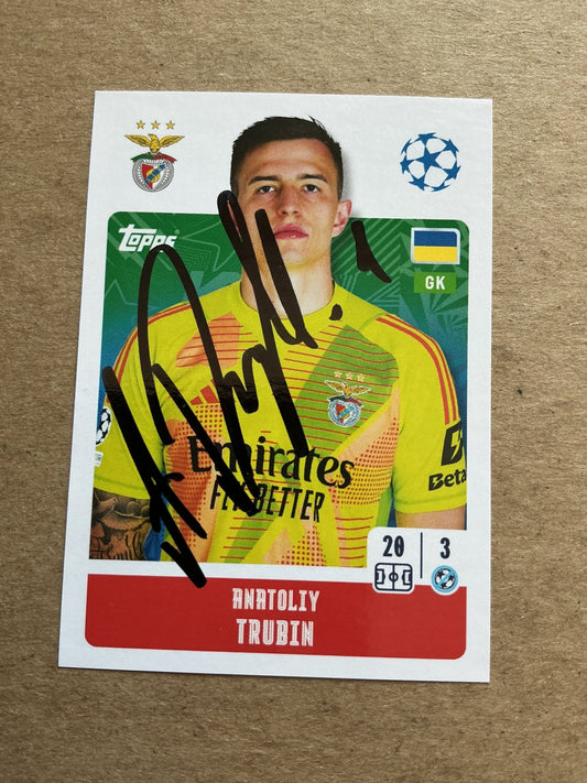 Anatoliy Trubin, Ukraine 🇺🇦 SL Benfica 2024/25 Topps hand signed - Autographs-World