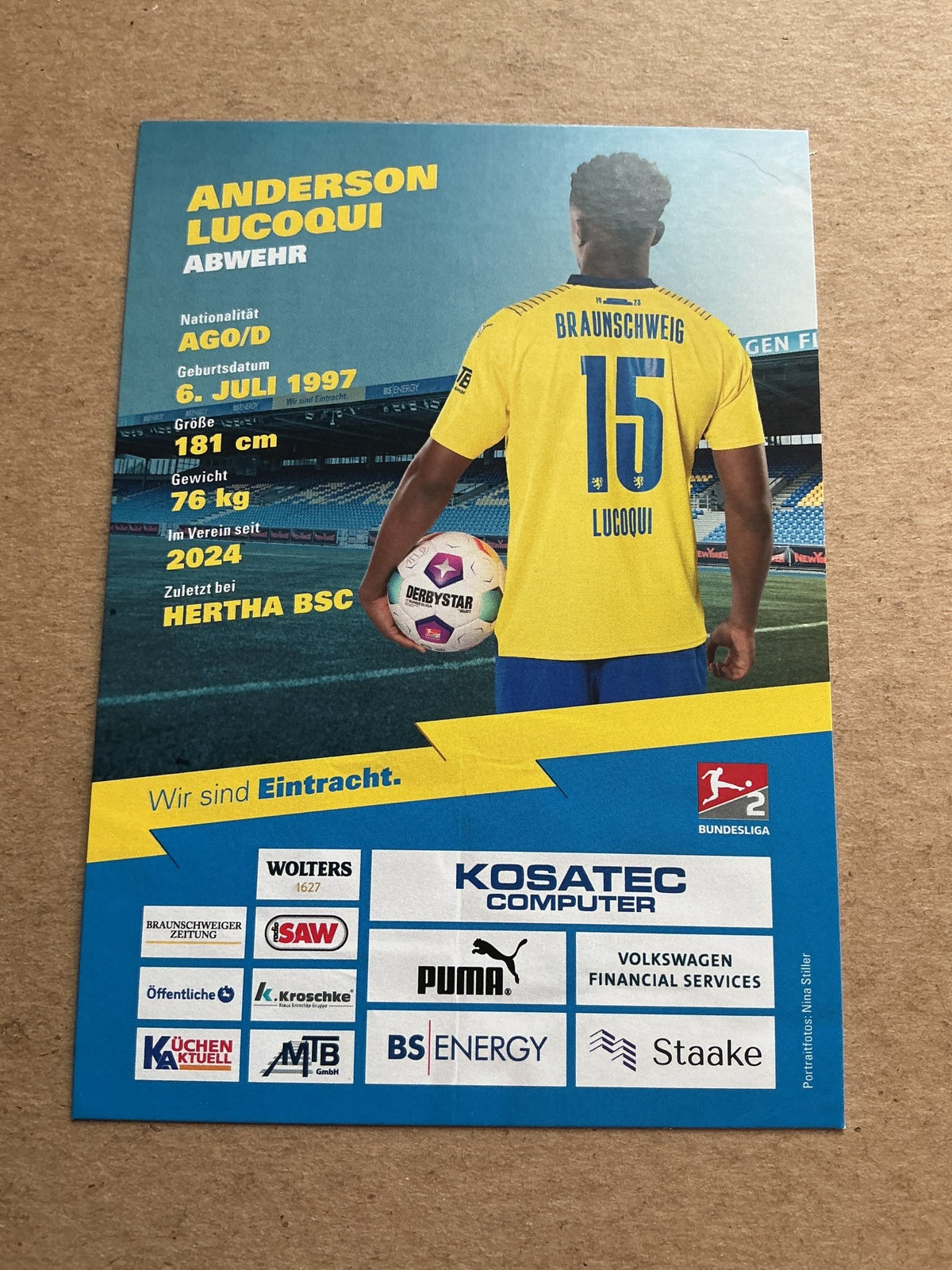 Anderson Lucoqui, Angola 🇦🇴 Eintracht Braunschweig 2023/24 hand signed - Autographs-World