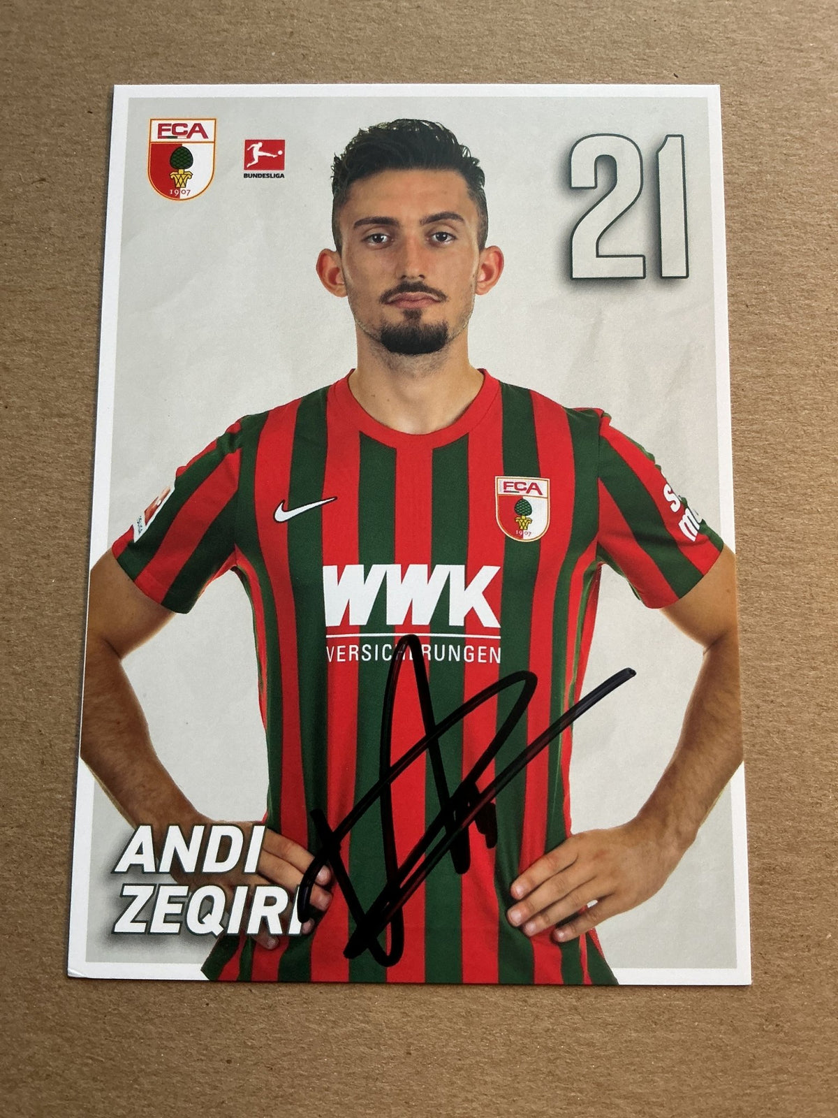 Andi Zeqiri, Switzerland 🇨🇭 FC Augsburg 2021/22 hand signed - Autographs-World