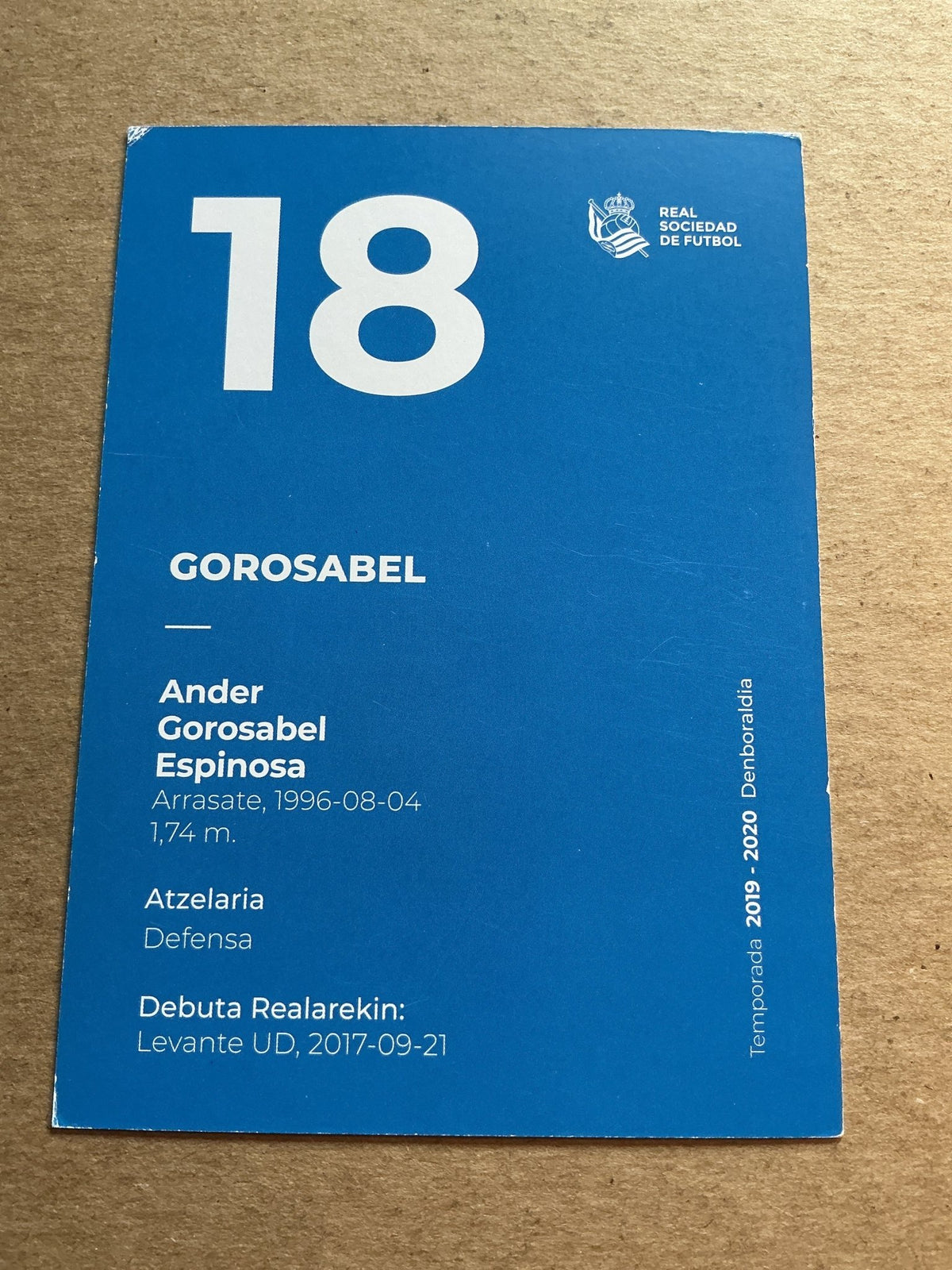 Andoni Gorosabel, Spain 🇪🇸 Real Sociedad 2019/20 hand signed - Autographs-World