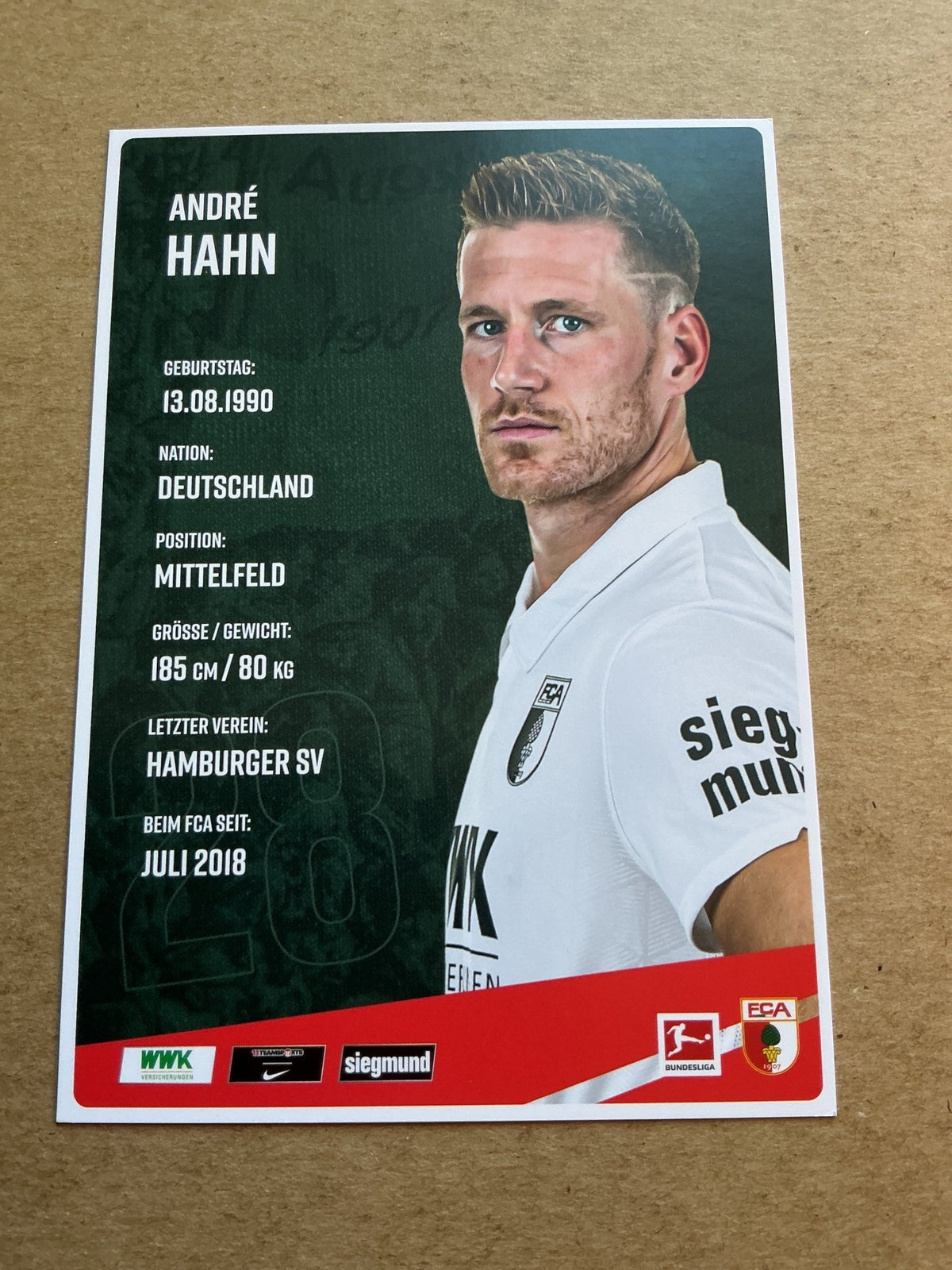 André Hahn, Germany 🇩🇪 FC Augsburg 2020/21 hand signed - Autographs-World