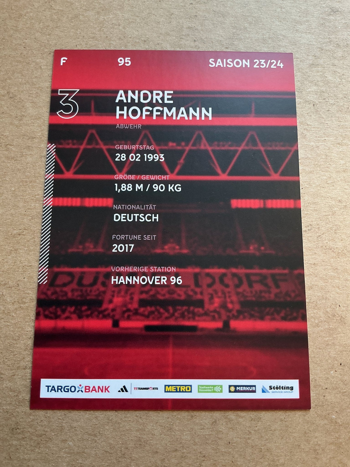 Andre Hoffmann, Germany 🇩🇪 Fortuna Düsseldorf 2023/24 hand signed - Autographs-World