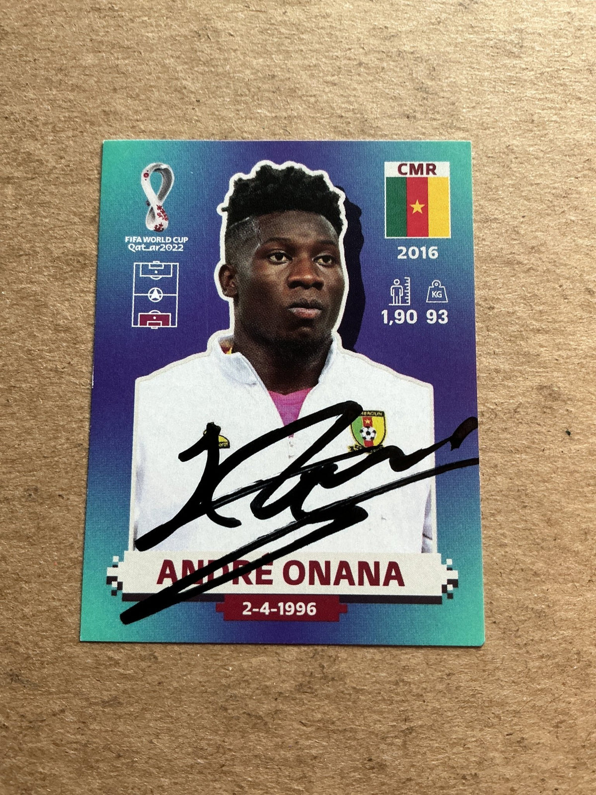 Andre Onana, Cameroon 🇨🇲 FIFA World Cup 2022 Panini hand signed - Autographs-World