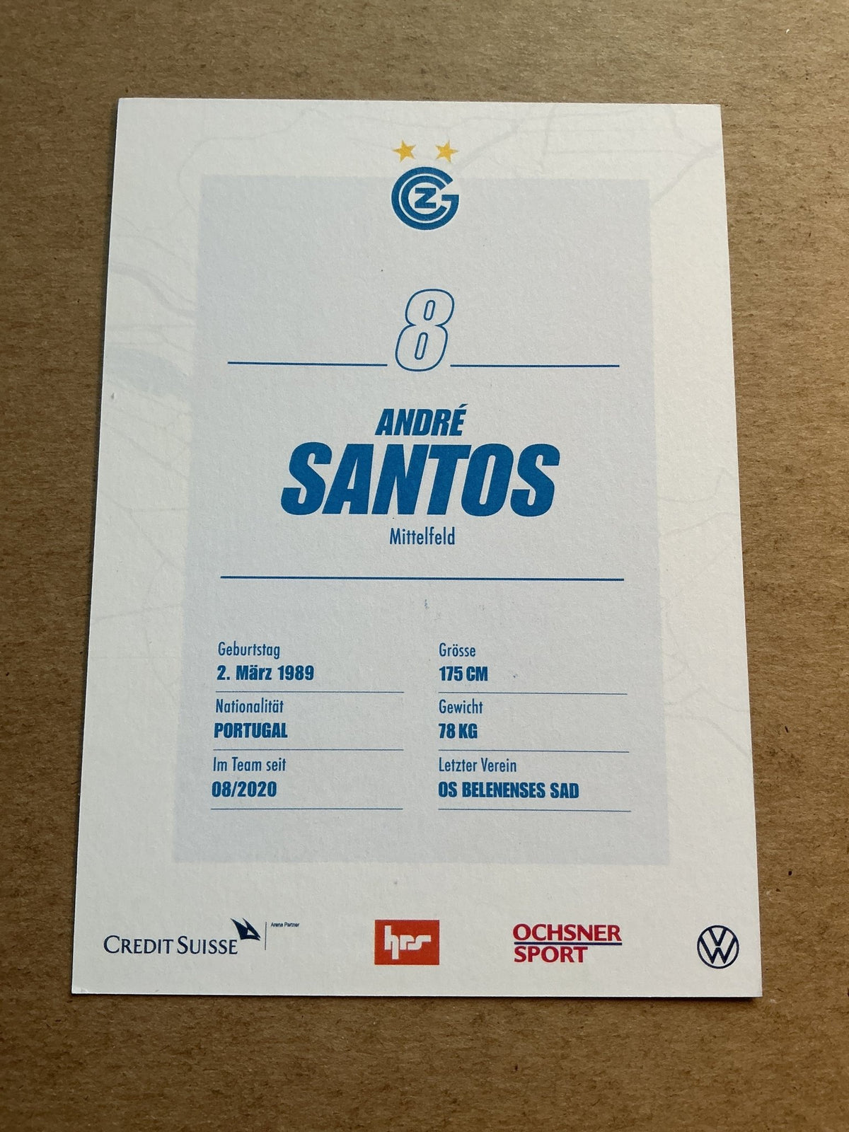 André Santos, Portugal 🇵🇹 Grasshopper Club Zürich 2020/21 hand signed - Autographs-World