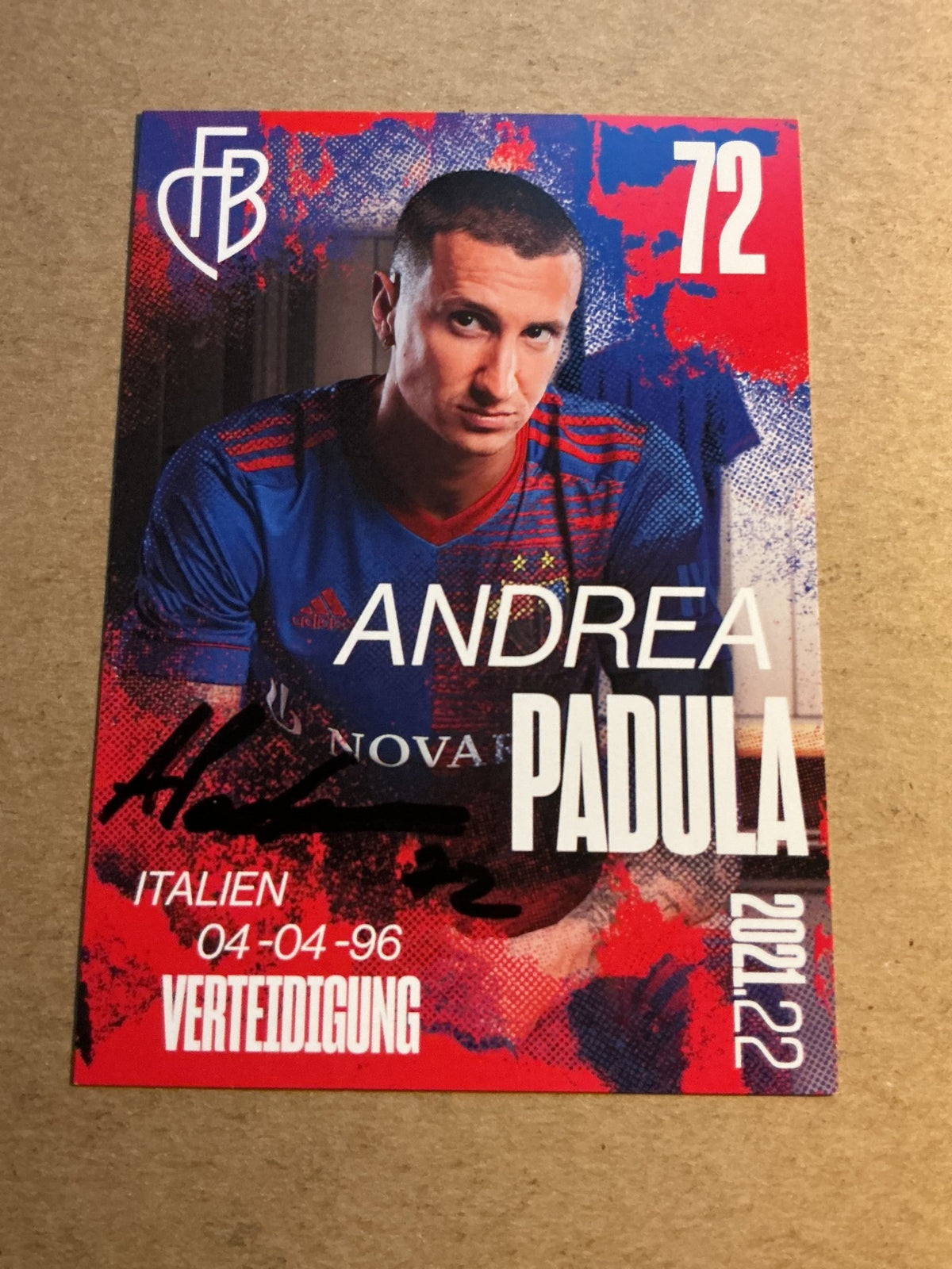 Andrea Padula, Italy 🇮🇹 FC Basel 2021/22 hand signed - Autographs-World