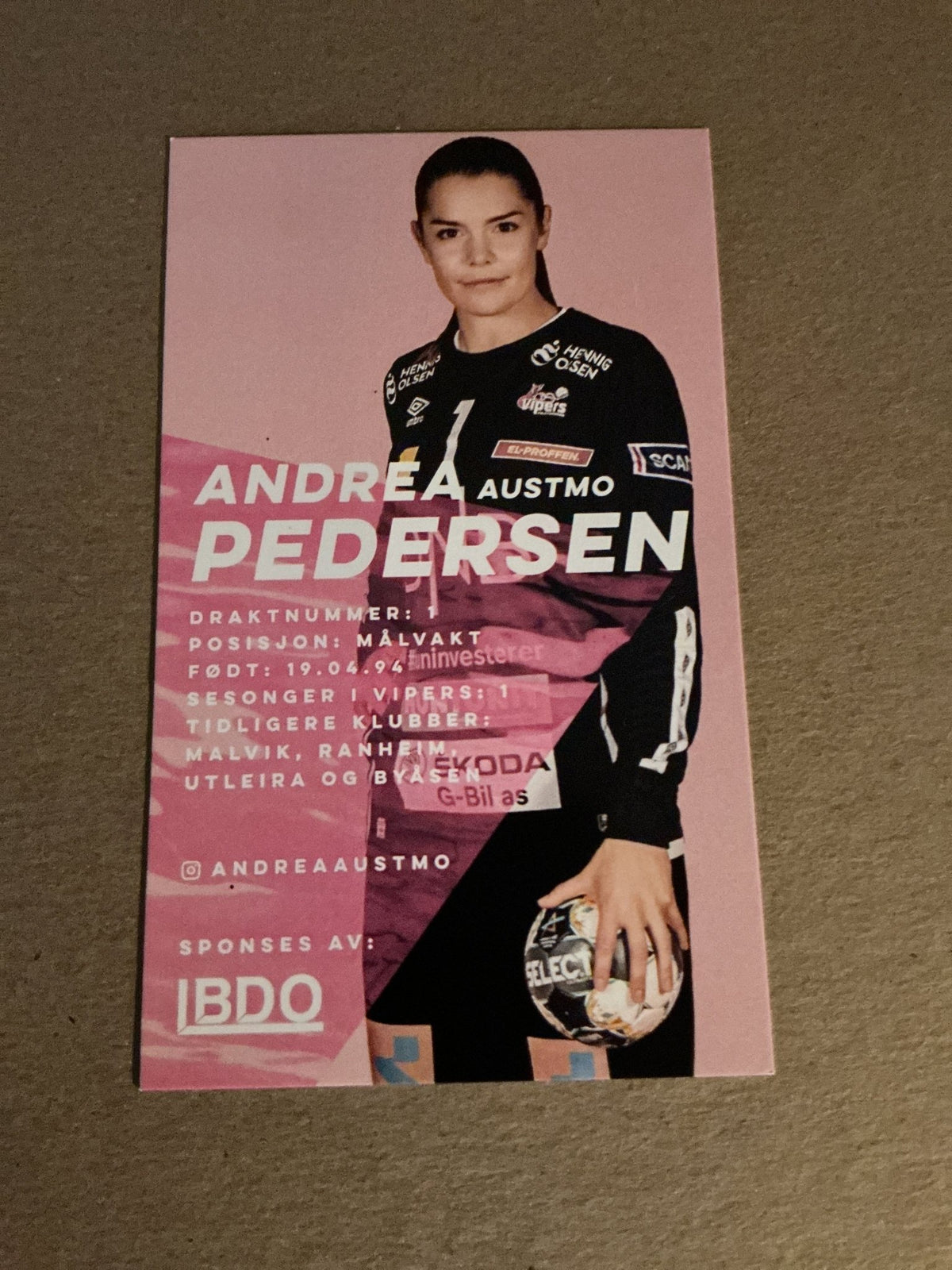 Andrea Pedersen, Norway 🇳🇴 Handball Vipers 2021/22 hand signed - Autographs-World