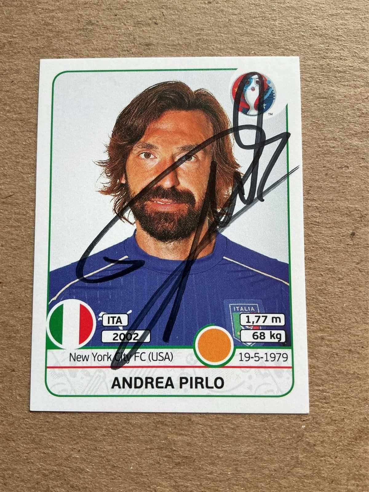 Andrea Pirlo, Italy 🇮🇹 UEFA Euro 2016 Panini hand signed - Autographs-World