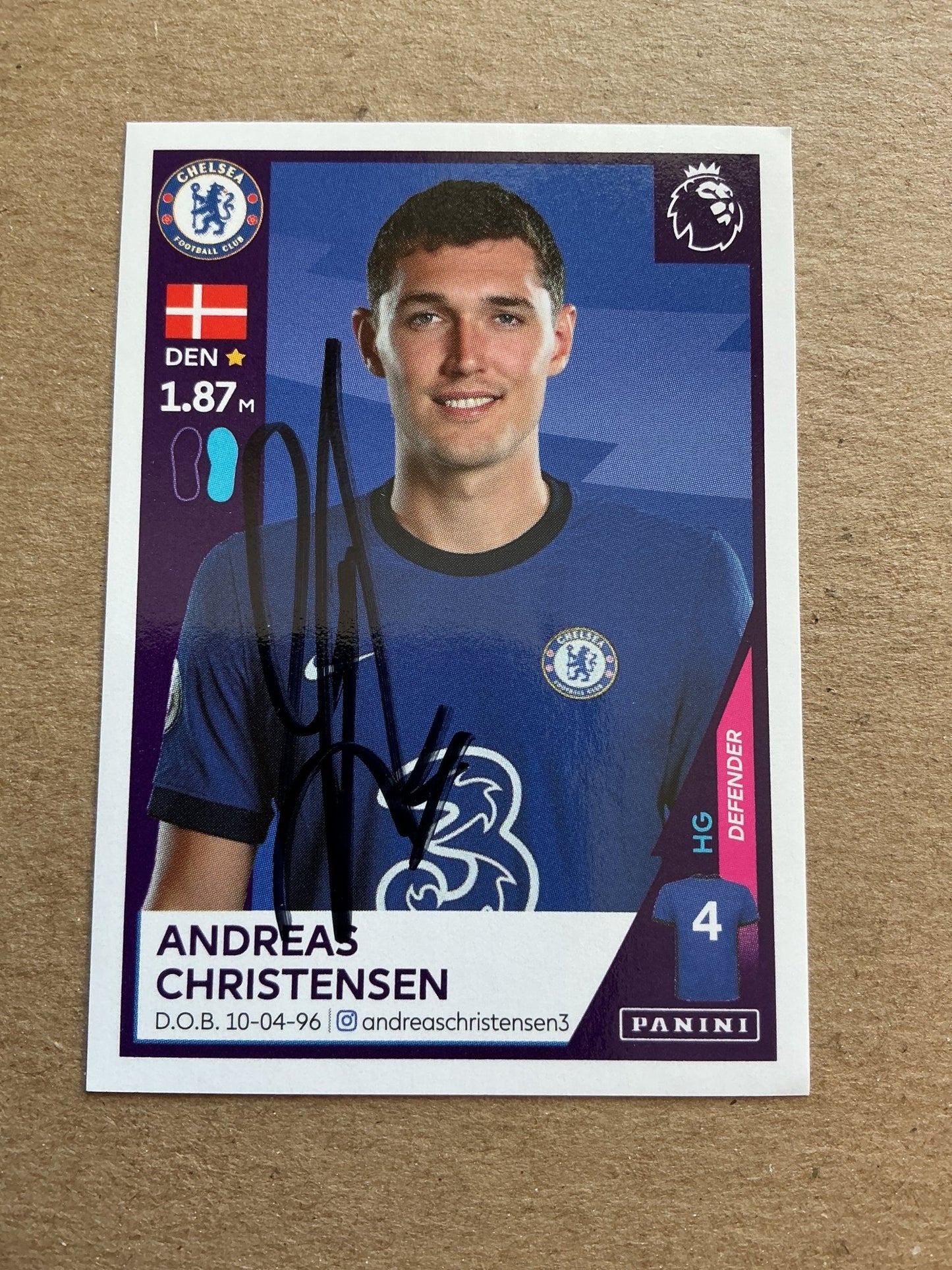 Andreas Christensen, Denmark 🇩🇰 Chelsea FC 2021 Panini hand signed - Autographs-World