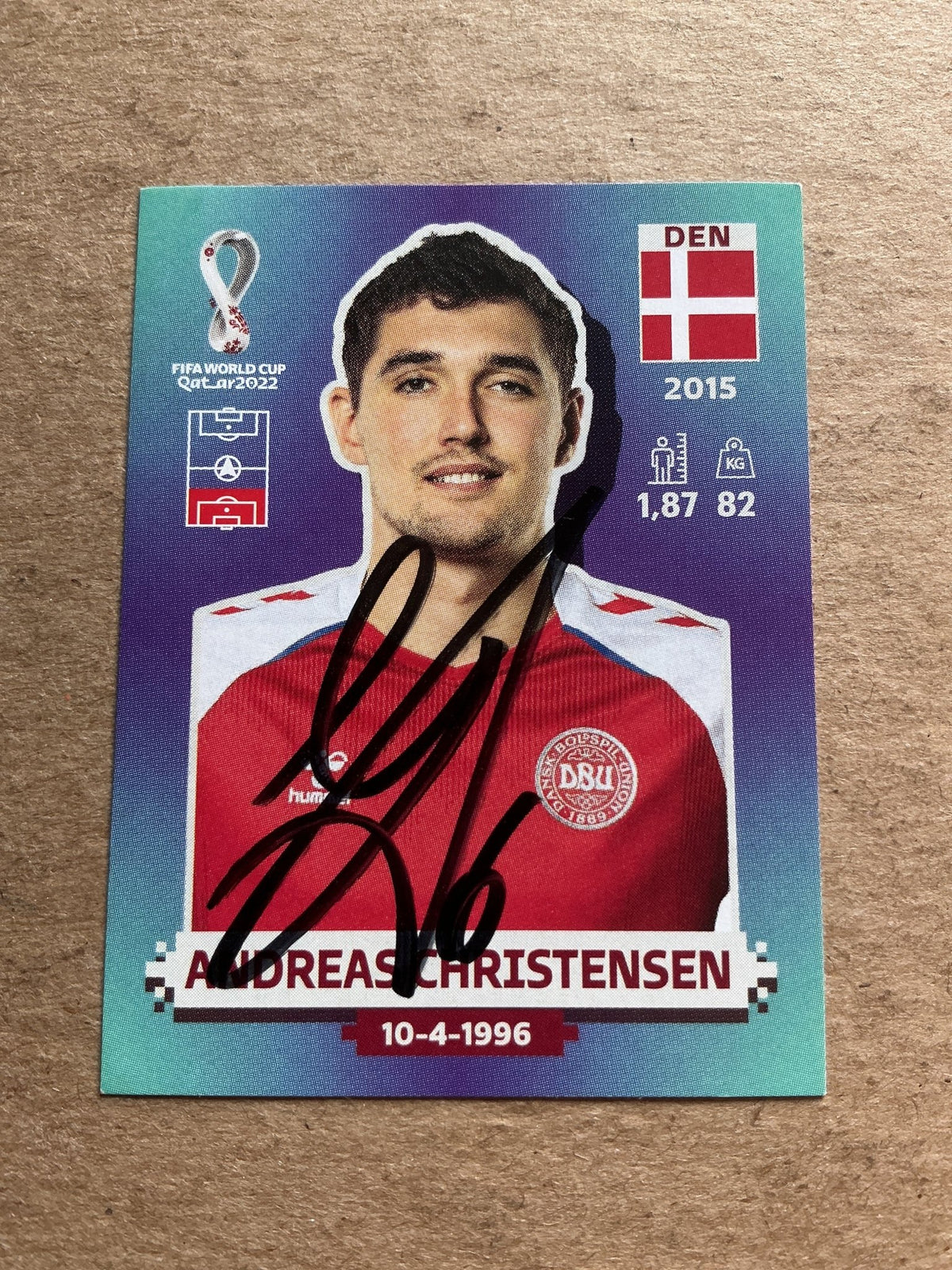 Andreas Christensen, Denmark 🇩🇰 FIFA World Cup 2022 Panini hand signed - Autographs-World