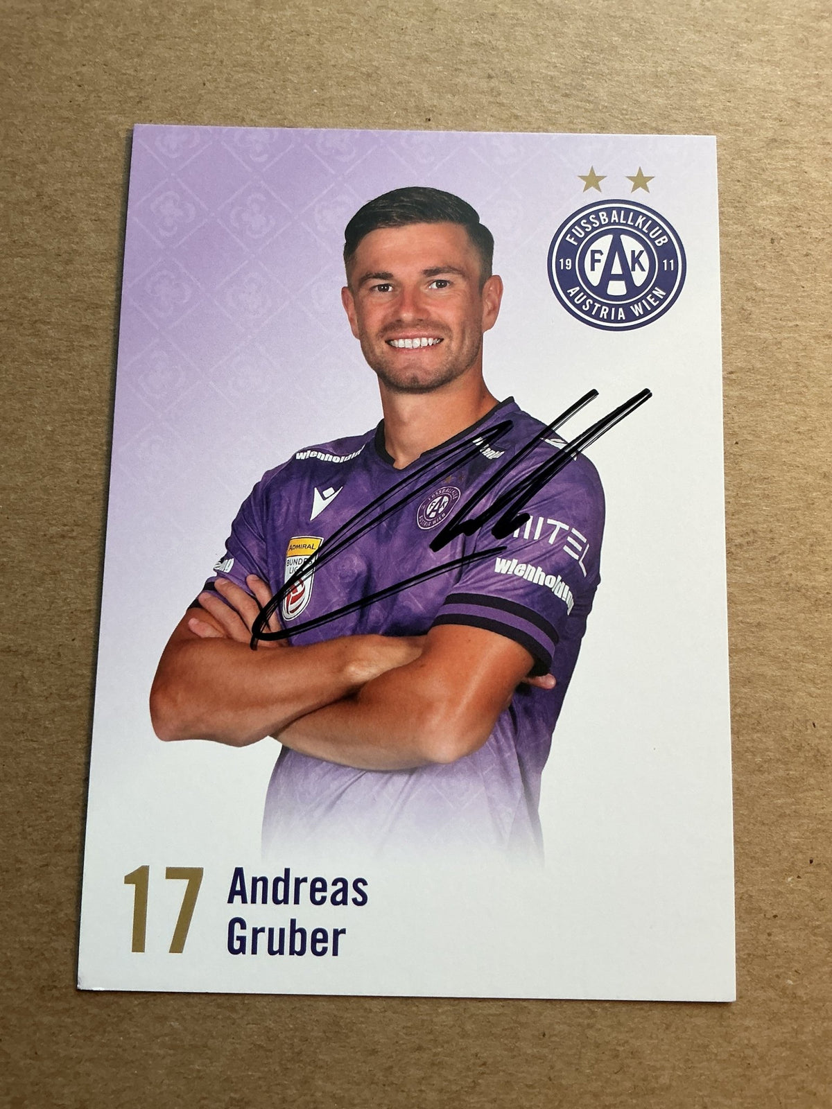 Andreas Gruber, Austria 🇦🇹 Austria Wien 2024/25 hand signed - Autographs-World