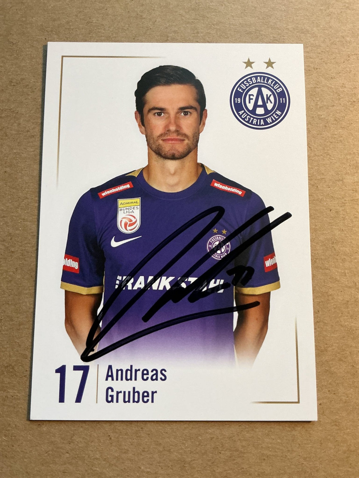 Andreas Gruber, Austria 🇦🇹 FK Austria Wien 2023/24 hand signed - Autographs-World