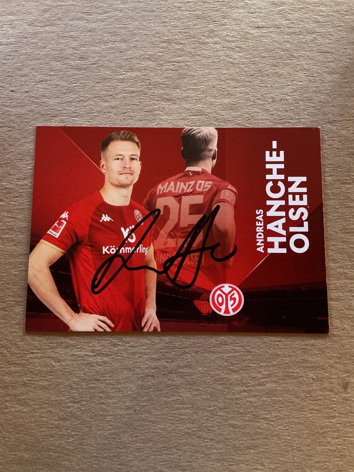 Andreas Hanche-Olsen, Norway 🇳🇴 FSV Mainz 05 2022/23 hand signed - Autographs-World