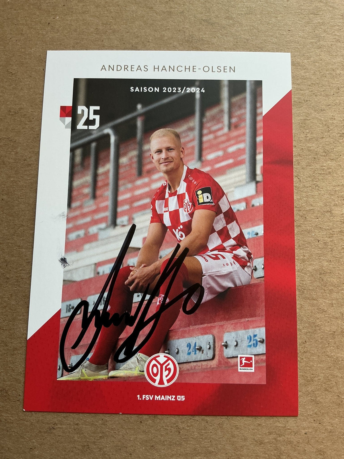 Andreas Hanche-Olsen, Norway 🇳🇴 FSV Mainz 05 2023/24 hand signed - Autographs-World